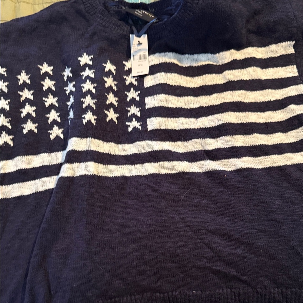 NWT Lane Bryant  Navy Knit Flag Sweater - Classic Crewneck